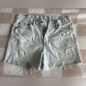 American Eagle AE Boyfriend Denim Jean Short, Light Wash, Size 10, Distressed